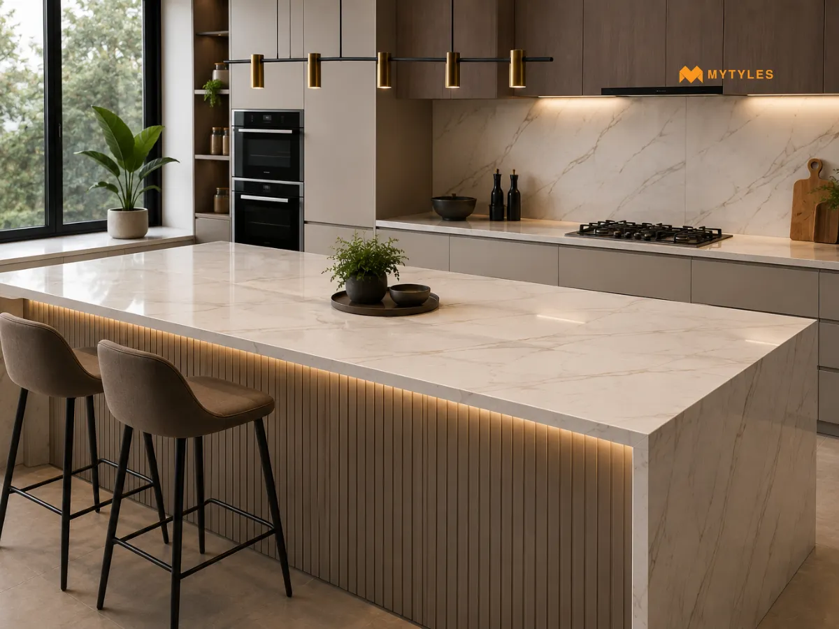 Kitchen Slab Tile Countertops for a Sleek Finish